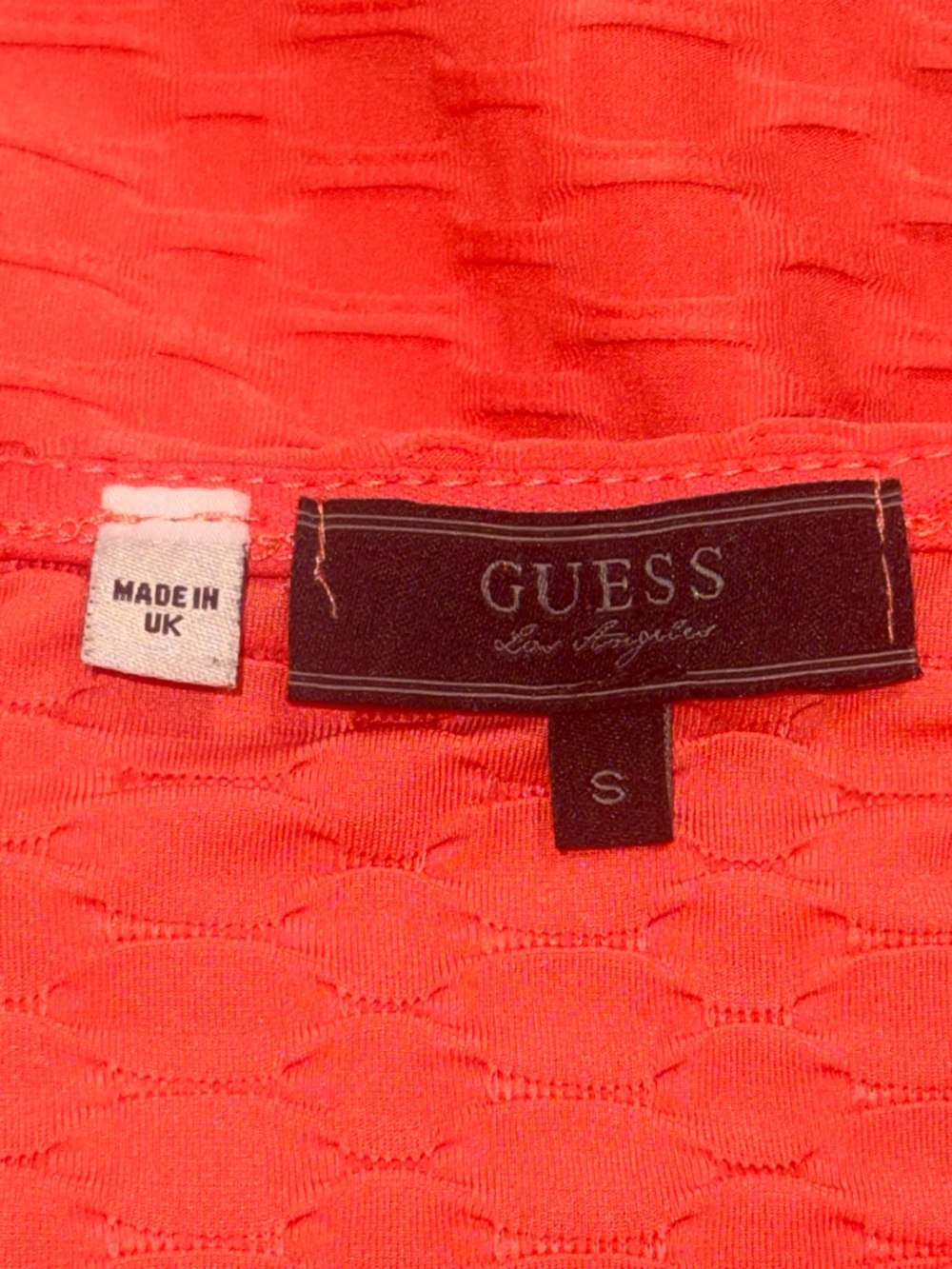 Guess Coral Orange Textured Midi Dress - Picture 6 of 7